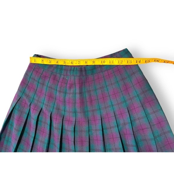 VTG Pendlenton Wool Tartan Pleaded Chic Preppy Midi Skirt Women's Purple 10 - Picture 9 of 10